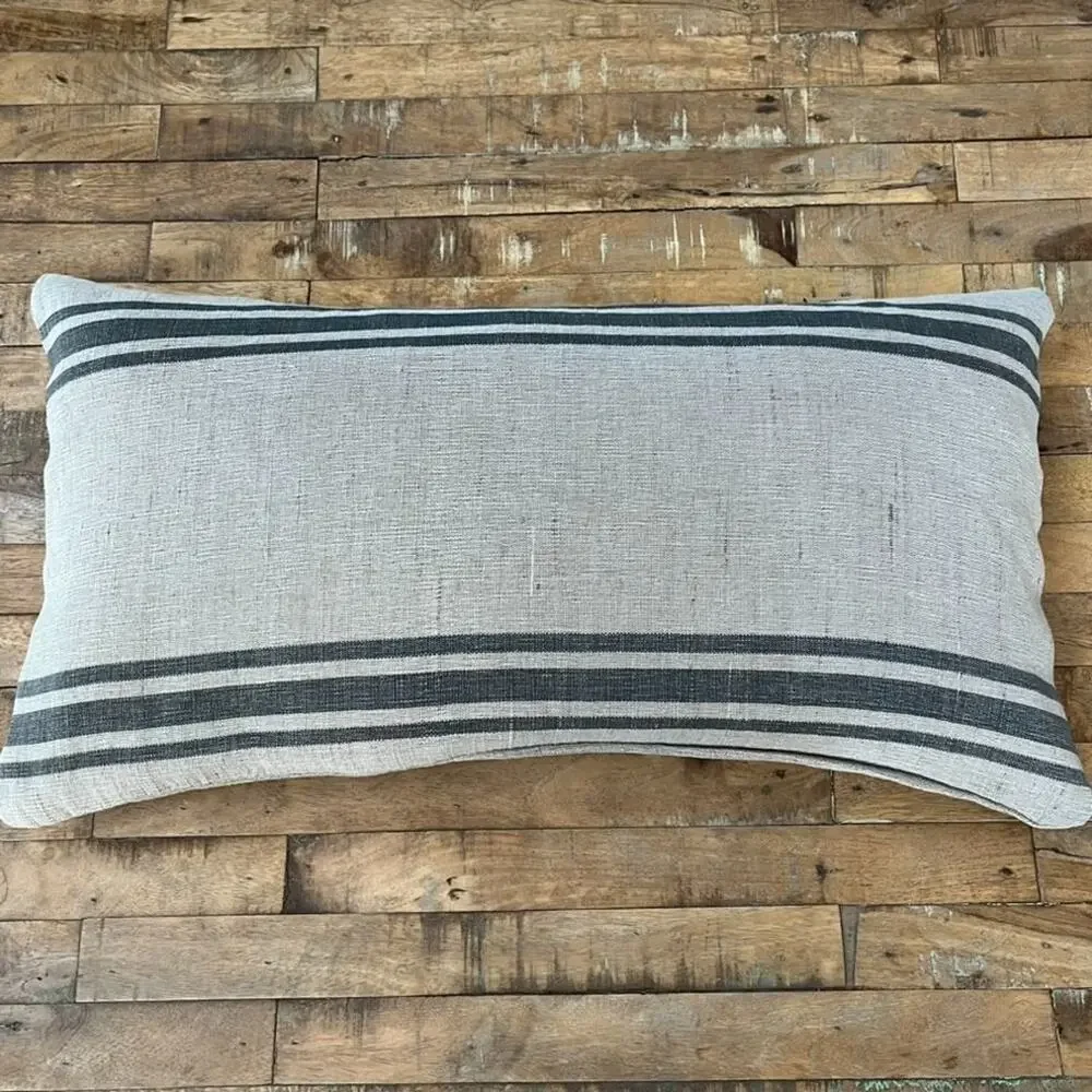 Devi Designs Decorative Jute Pillow Blessed Embroidery Striped